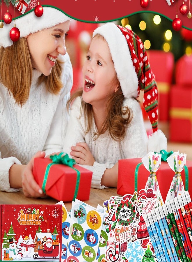 Kpbel 219 Pcs Christmas Party Favors for kids Student-24-Pack Stationery Set for Stocking Stuffers, Classroom Gift Exchange Carnival Events (Christmas Stationery) - Image 4